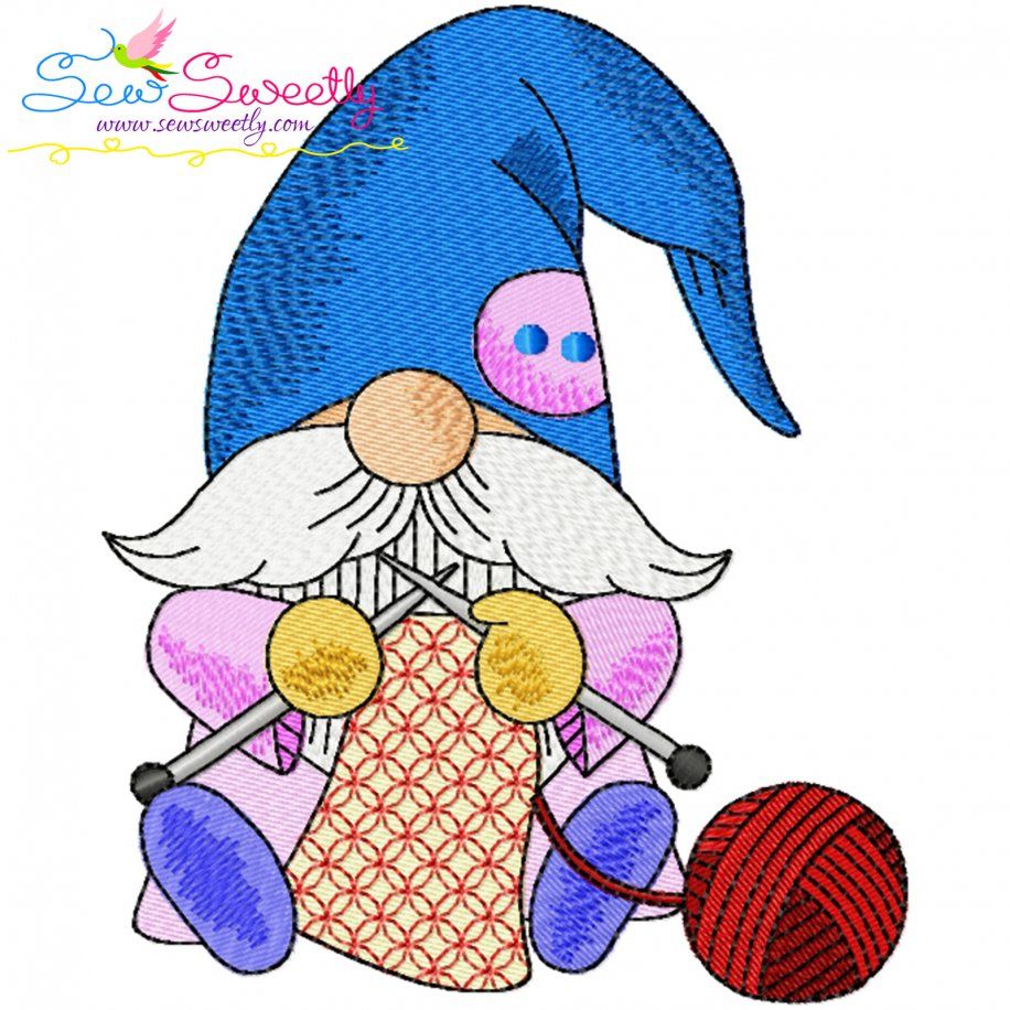 Knitting Gnome Boy-2 Winter Embroidery Design- 1