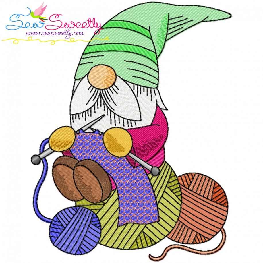 Knitting Gnome Boy-1 Winter Embroidery Design Pattern-1