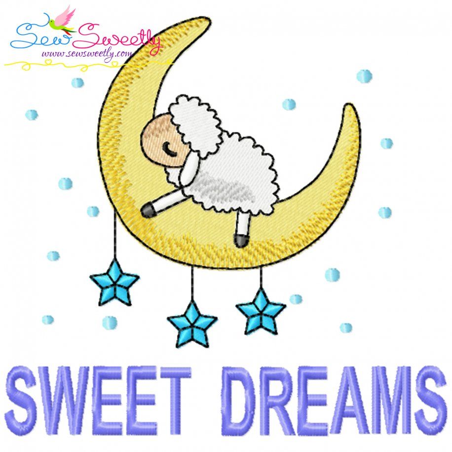 Sweet Dreams Sheep Lettering Embroidery Design Pattern