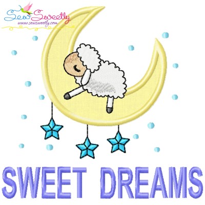 Sweet Dreams Sheep Lettering Applique Design Pattern-1