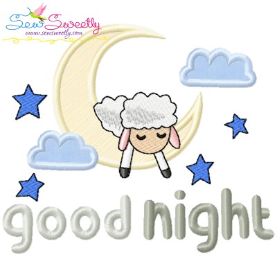 Good Night Sheep Lettering Applique Design Pattern-1