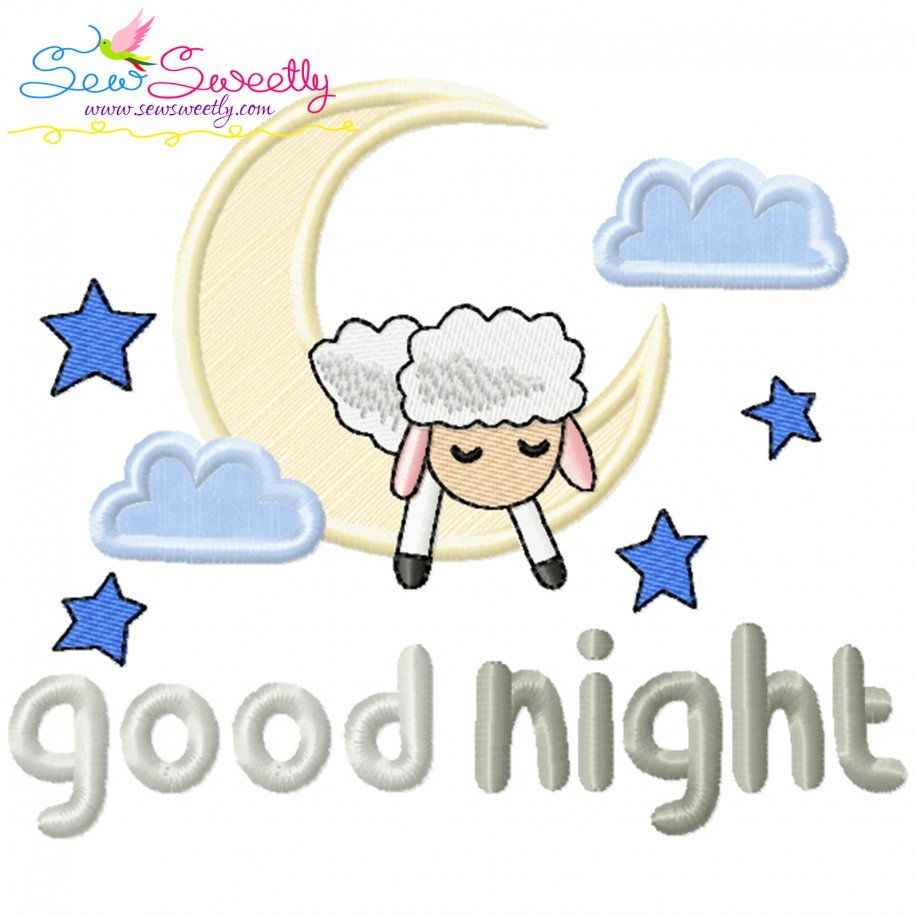 Good Night Sheep Lettering Applique Design- 1