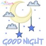 Good Night Moon And Stars Lettering Applique Design Pattern-1