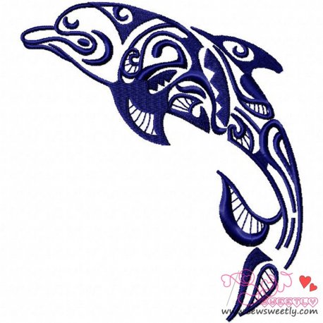 Floral Dolphin-1 Embroidery Design Pattern-1