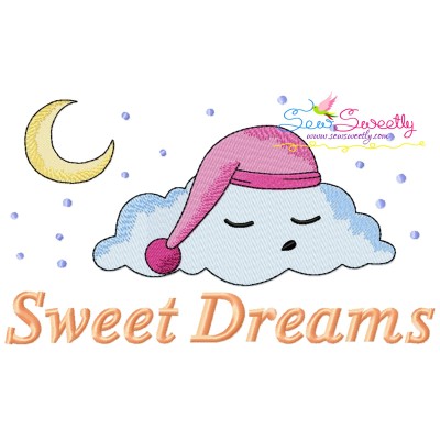 Sweet Dreams Cloud Lettering Embroidery Design Pattern-1