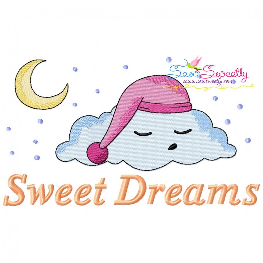 Sweet Dreams Cloud Lettering Embroidery Design Pattern