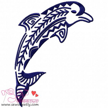 Floral Dolphin-2 Embroidery Design Pattern-1