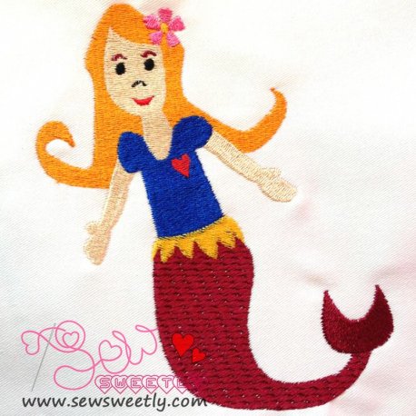 Sweet Heart Mermaid Embroidery Design Pattern-1