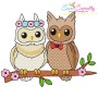 Just Married Bride and Groom Owls Valentine Embroidery Design Pattern-1