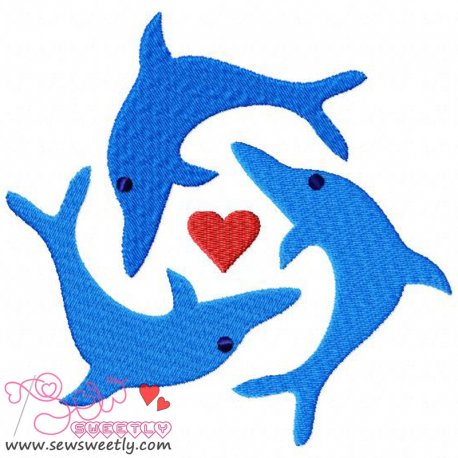 Jumping Dolphins Embroidery Design Pattern-1