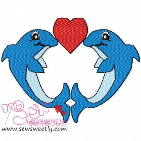 Kissing Dolphins Embroidery Design Pattern-1