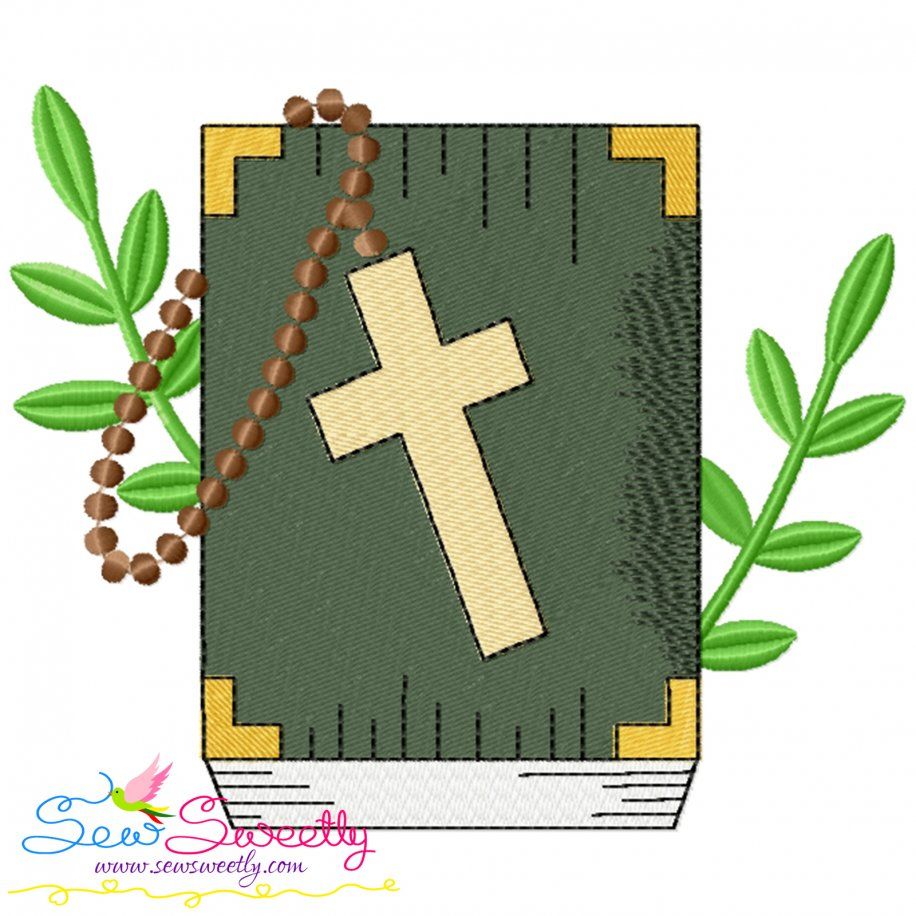 Bible With Cross Necklace Religious Embroidery Design Pattern