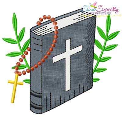 Bible With Cross Necklace-2 Religious Embroidery Design Pattern-1