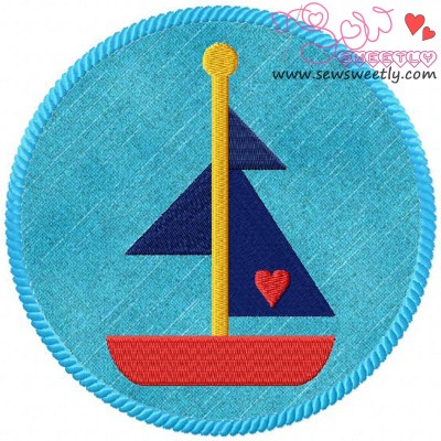 Sail Boat Badge Applique Design Pattern-1