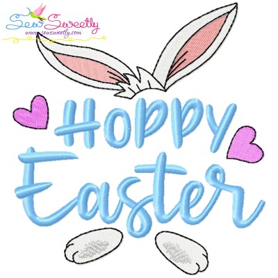 Hoppy Easter Bunny Embroidery Lettering Design-1