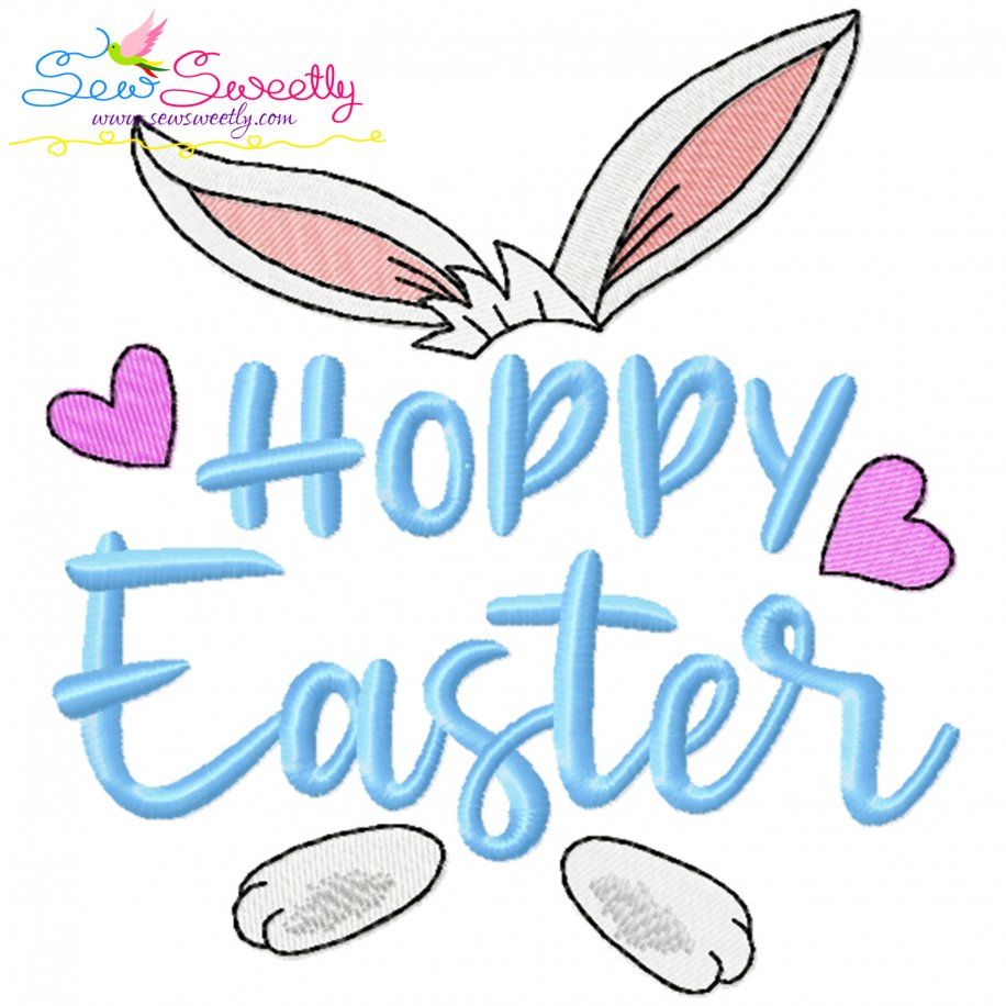 Hoppy Easter Bunny Embroidery Lettering Design