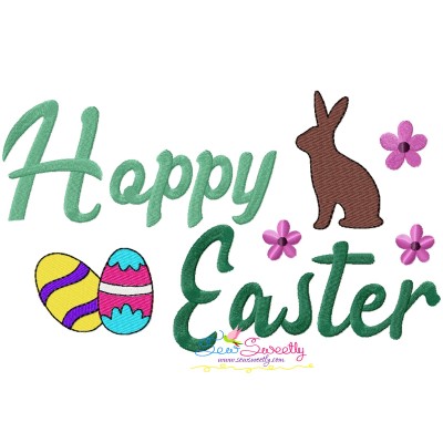 Happy Easter Bunny Eggs Embroidery Lettering Design-1