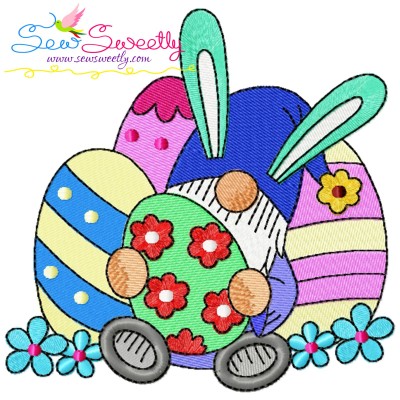 Easter Gnome Holding Egg Embroidery Design Pattern-1