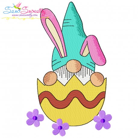 Easter Gnome In Egg Embroidery Design Pattern