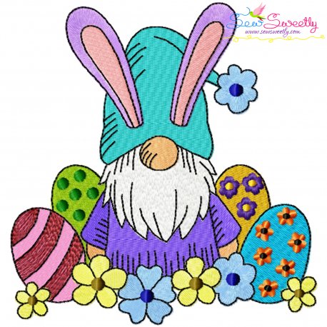 Easter Gnome With Eggs Embroidery Design Pattern