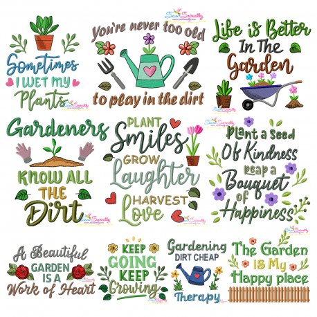 Gardening Quotes Embroidery Design Pattern Bundle-1