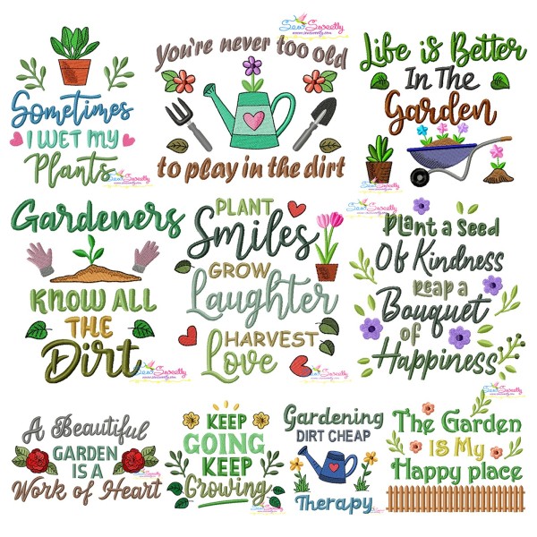 Gardening Quotes Embroidery Design Bundle-1