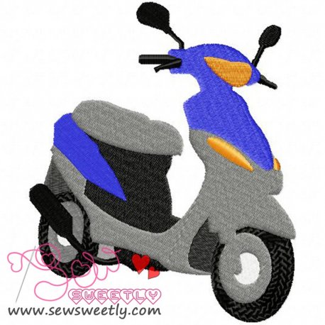 Blue Scooter Embroidery Design Pattern-1
