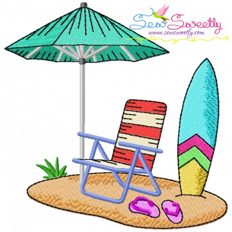 Summer Beach Chair With Umbrella-8 Embroidery Design- 1
