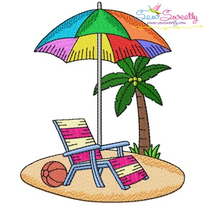 Summer Beach Chair With Umbrella-7 Embroidery Design- 1