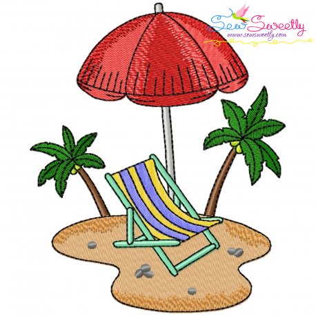 Summer Beach Chair With Umbrella-6 Embroidery Design Pattern-1