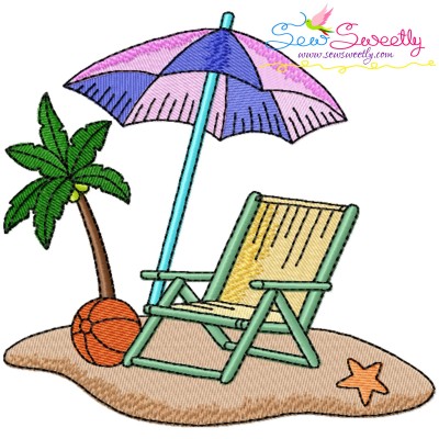 Summer Beach Chair With Umbrella-5 Embroidery Design- 1
