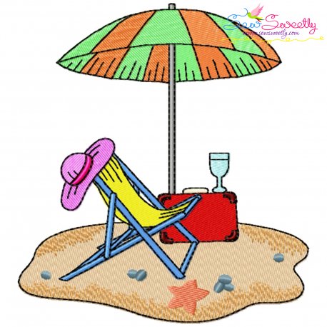 Summer Beach Chair With Umbrella-1 Embroidery Design Pattern-1