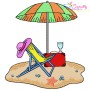 Summer Beach Chairs With Umbrella Embroidery Design Bundle-3