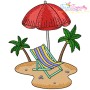 Summer Beach Chairs With Umbrella Embroidery Design Bundle-9