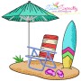 Summer Beach Chairs With Umbrella Embroidery Design Bundle-2