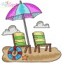 Summer Beach Chairs With Umbrella Embroidery Design Bundle-5
