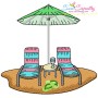 Summer Beach Chairs With Umbrella Embroidery Design Bundle-10