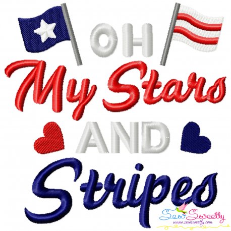 Oh My Stars and Stripes Patriotic Embroidery Design- 1
