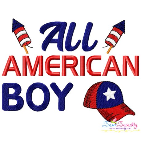 All American Boy Patriotic Embroidery Design- 1