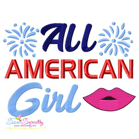All American Girl Patriotic Embroidery Design- 1