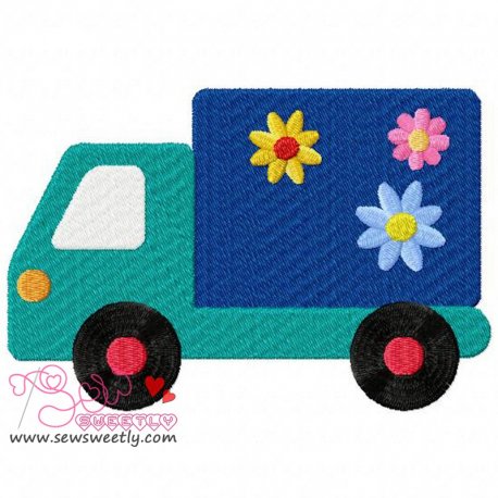 Delivery Truck Embroidery Design Pattern-1