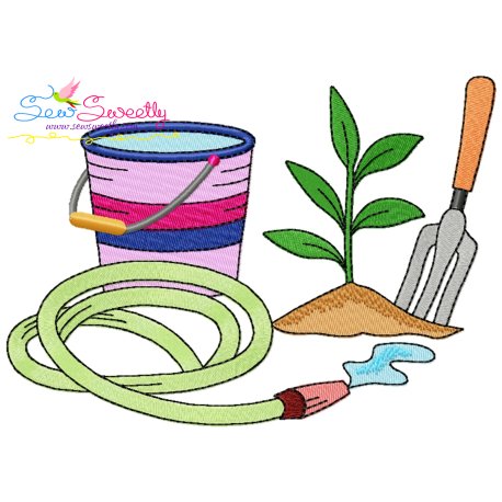 Gardening Plant And Tools-10 Embroidery Design Pattern-1