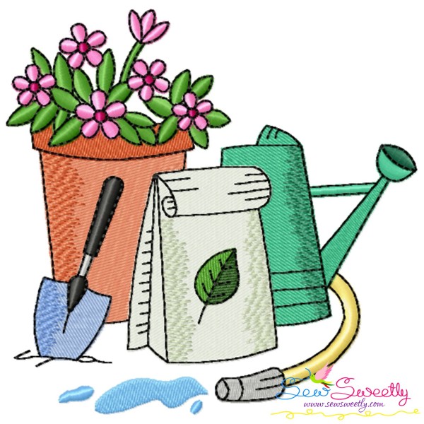 Gardening Plant And Tools-9 Embroidery Design Pattern-1