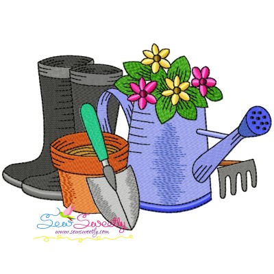 Gardening Plant And Tools-6 Embroidery Design Pattern-1