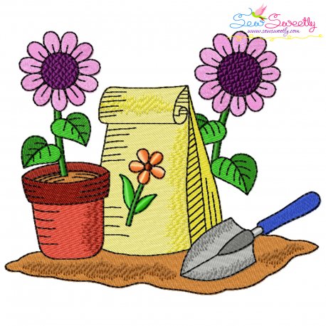 Gardening Plant And Tools-3 Embroidery Design Pattern