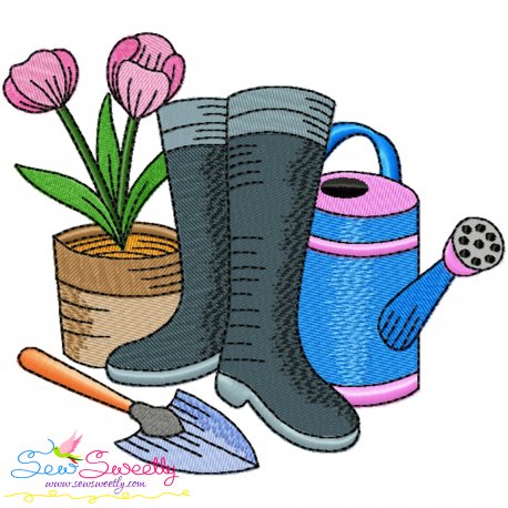 Gardening Plant And Tools-2 Embroidery Design Pattern