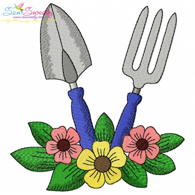 Gardening Plant And Tools-1 Embroidery Design Pattern-1