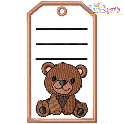 Animal Name Tag Bear ITH Embroidery Design With Free Font- 1
