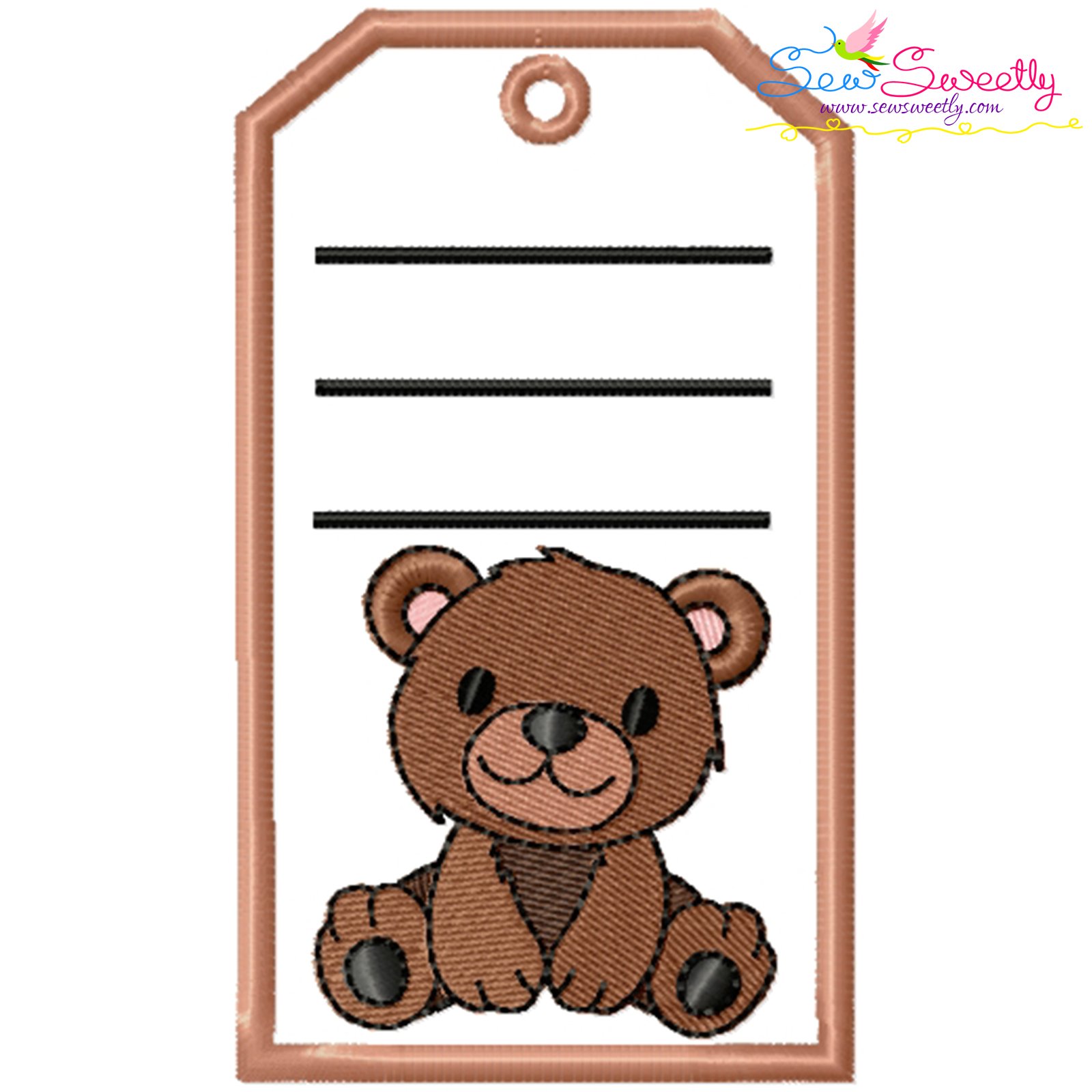Animal Name Tag Bear ITH Embroidery Design With Free Font | Sew Sweetly