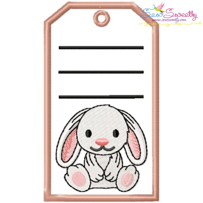 Animal Name Tag Bunny ITH Embroidery Design With Free Font- 1
